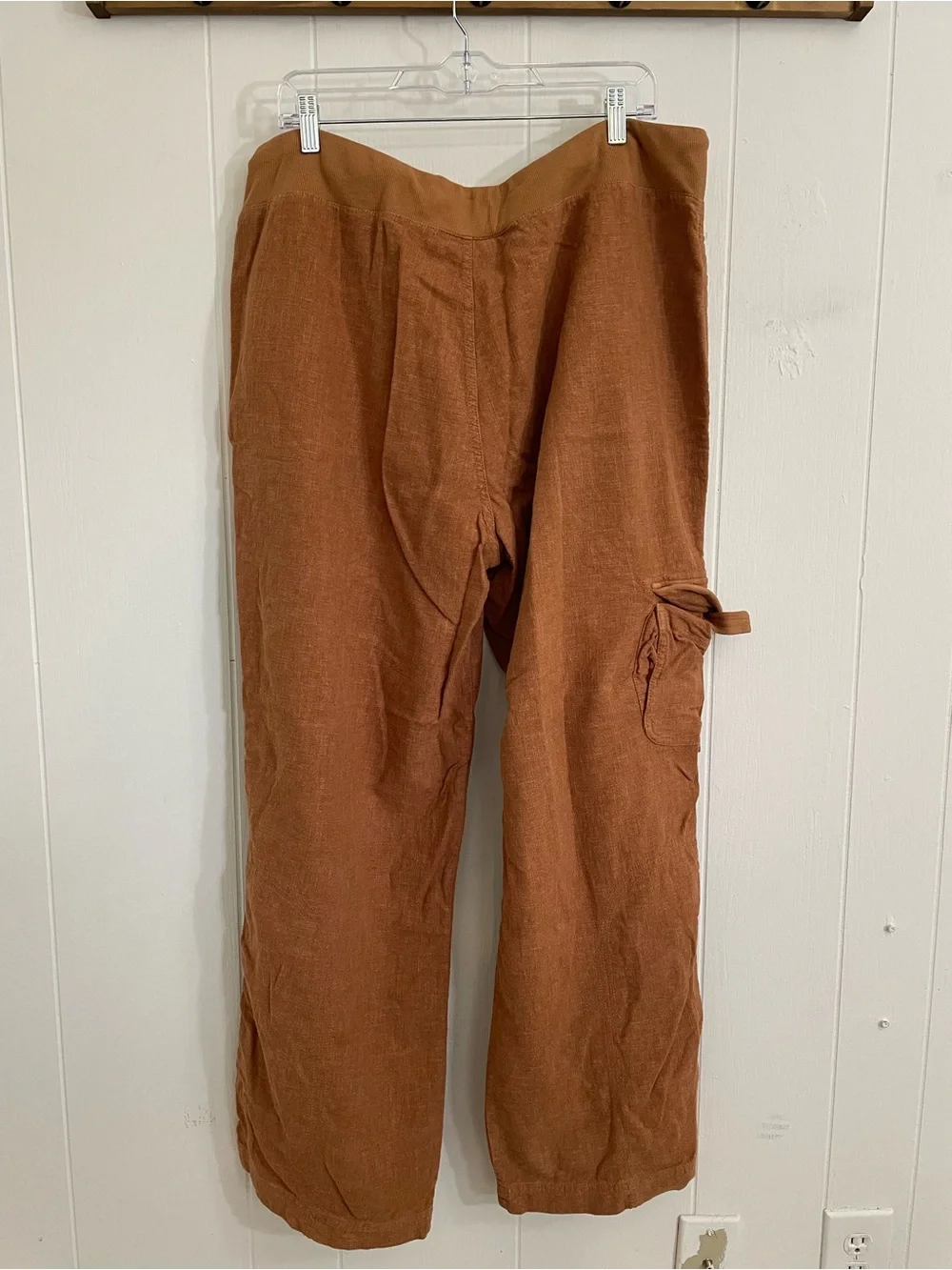 Soft Surroundings Wide-Leg Cargo Pants in Camel Brown - Picture 2 of 9